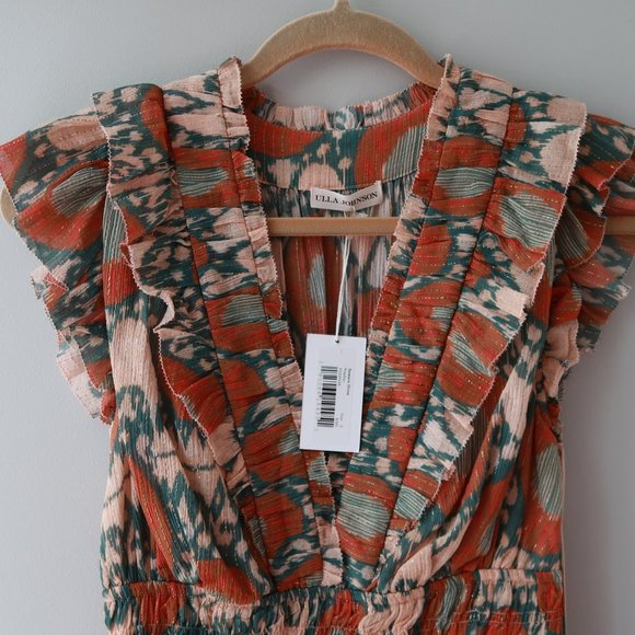 Ulla Johnson "Samara" printed dress nimbus with gold thread details Size 2 - Picture 7 of 10